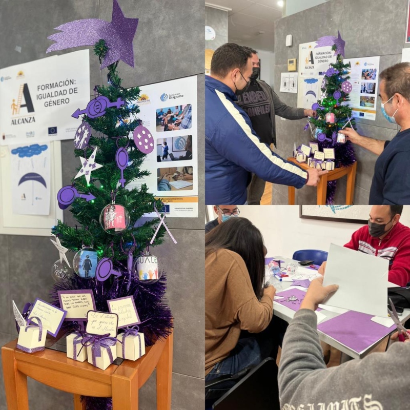 El Programa de Empleabilidad 'Alcanza' elabora su propio árbol de Navidad revindicando la lucha por la igualdad de género | Fundación Diagrama El Programa de Empleabilidad 'Alcanza' elabora su propio árbol de Navidad revindicando la lucha por la igualdad de género | Fundación Diagrama