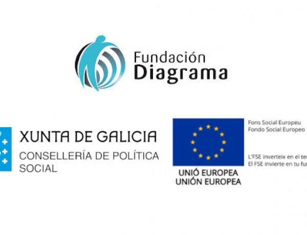 Logotipos de Fundación Diagrama, Xunta de Galicia y Unión Europea