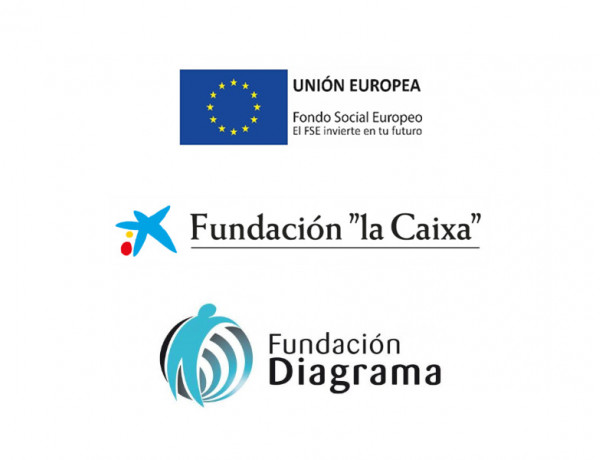 Logotipos de Unión Europea, Fundación "la Caixa" y Fundación Diagrama