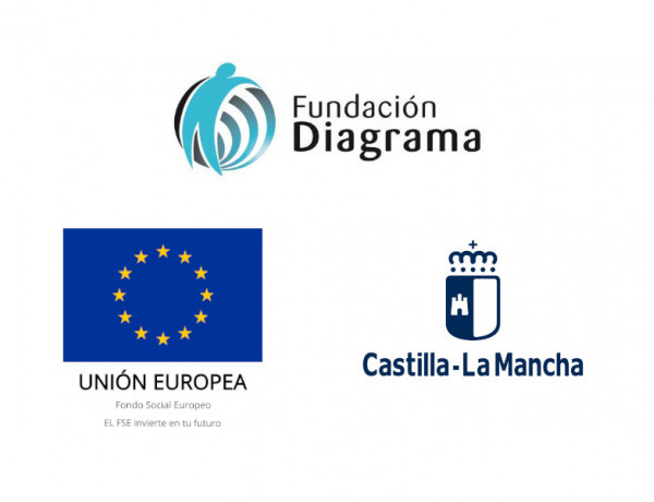 Logos de Fundación Diagrama, Unión Europea y Castilla-La Mancha
