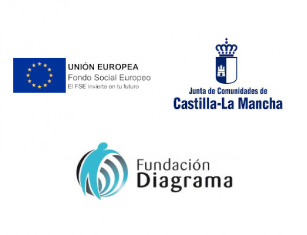 Logotipos de Unión Europea, Castilla-La Mancha y Fundación Diagrama