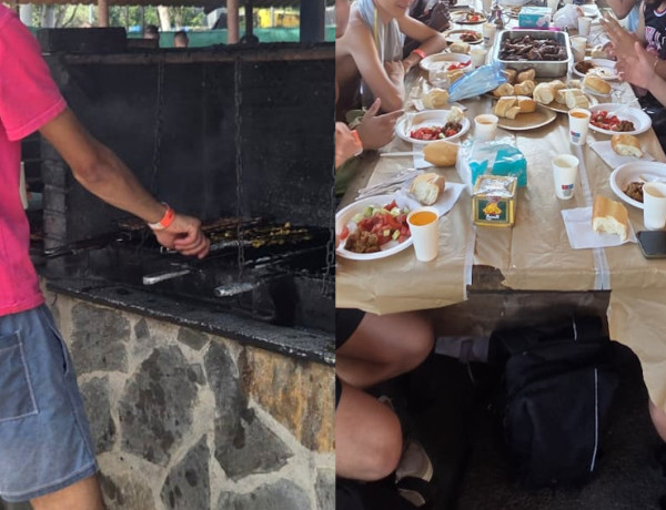 Personas usuarias y profesionales del hogar 'Los Yébenes' asisten al Camping Alpha con motivo de la Fiesta del Cordero