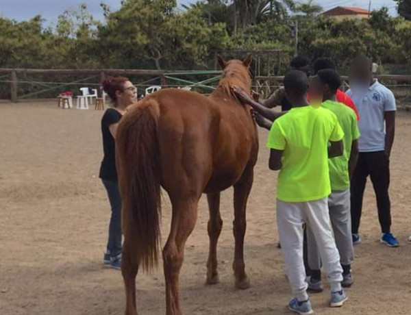 Las jóvenes atendidos en el centro ‘Cardones’ de Las Palmas de Gran Canaria descubren los beneficios de la equinoterapia. Fundación Diagrama 2019. 