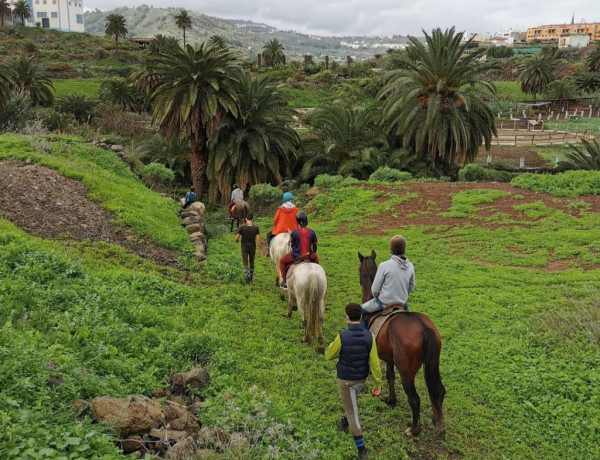 Los jóvenes atendidos en el centro ‘Cardones’ de Las Palmas de Gran Canaria realizan una ruta a caballo por el municipio de Arucas