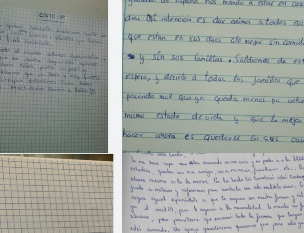 Menores atendidos en el centro ‘Inagua’ de Las Palmas de Gran Canaria mandan cartas de apoyo a los pacientes del Hospital Doctor Negrín. Fundación Diagrama 2020. 