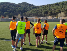 Jóvenes atendidos en centros gestionados por Fundación Diagrama en Cataluña participan en la iniciativa FutbolNet de Fundació Barça. 2019