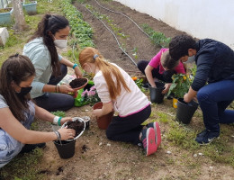Los jóvenes de la residencia 'Sant Sebastià' de Vinaròs (Castellón) participan en el taller medioambiental ‘Creando con la naturaleza’