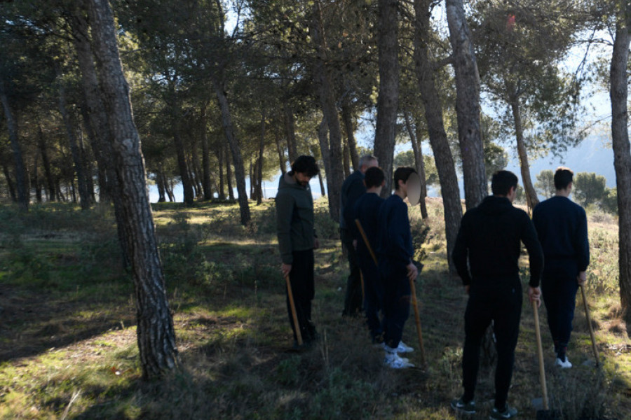 Los jóvenes atendidos en el centro ‘San Miguel’ de Granada participan en una actividad de reforestación en los bosques de la localidad. Fundación Diagrama. Andalucía 2017.
