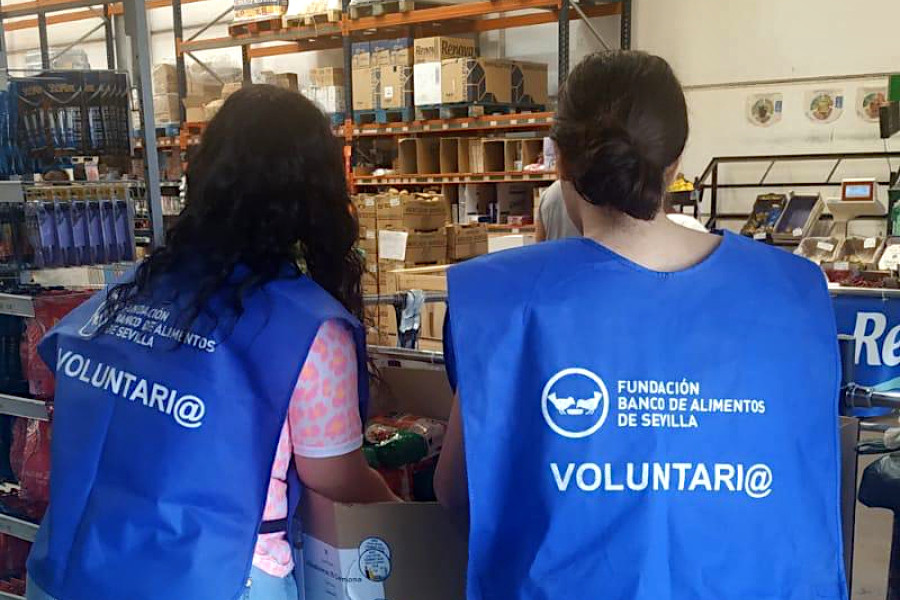 Dos jóvenes de Los Alcores ayudan en la campaña del Banco de Alimentos