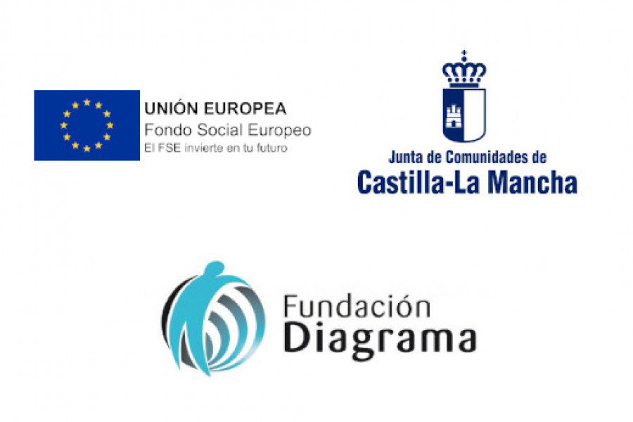 Logotipos de Unión Europea, Castilla-La Mancha y Fundación Diagrama