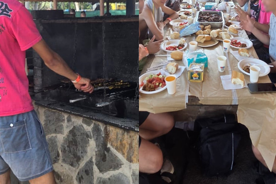 Personas usuarias y profesionales del hogar 'Los Yébenes' asisten al Camping Alpha con motivo de la Fiesta del Cordero