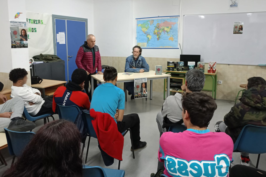 Jerónimo Tristante, durante su charla con jóvenes de La Zarza