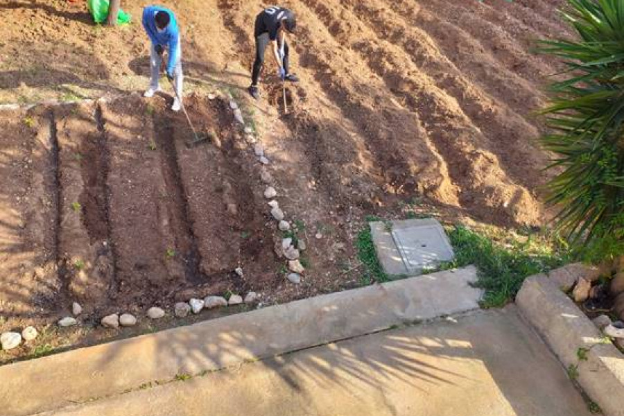 Los jóvenes atendidos en el Centro de Acogida ‘Portocristo’ de Palma ponen en marcha su propio huerto ecológico. Fundación Diagrama. Islas Baleares 2020. 