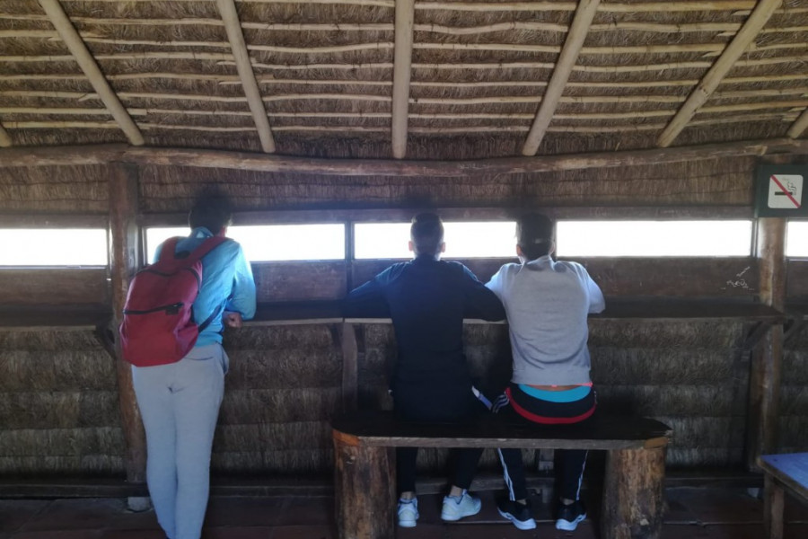 Los jóvenes atendidos en el centro ‘Odiel’ de Huelva realizan una ruta de senderismo en el Parque Nacional de Doñana. Fundación Diagrama. Andalucía 2019.