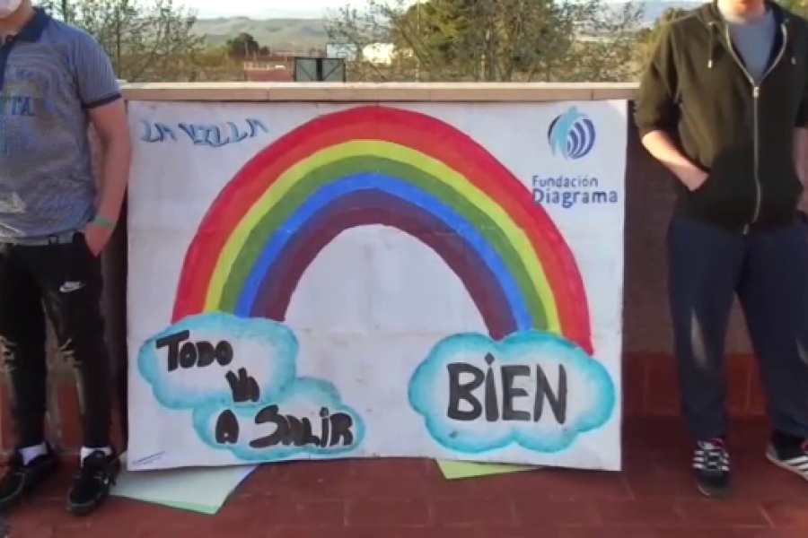 Los jóvenes de la Residencia Socioeducativa ‘La Villa’ de Villena (Alicante) participan en un vídeo de ánimo para las personas afectadas por el COVID-19. Fundación Diagrama. Comunidad Valenciana 2020.