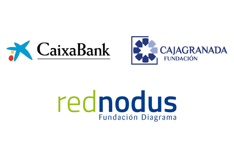 Logotipos deCaixaBank, CajaGranada Fundación y Red Nodus