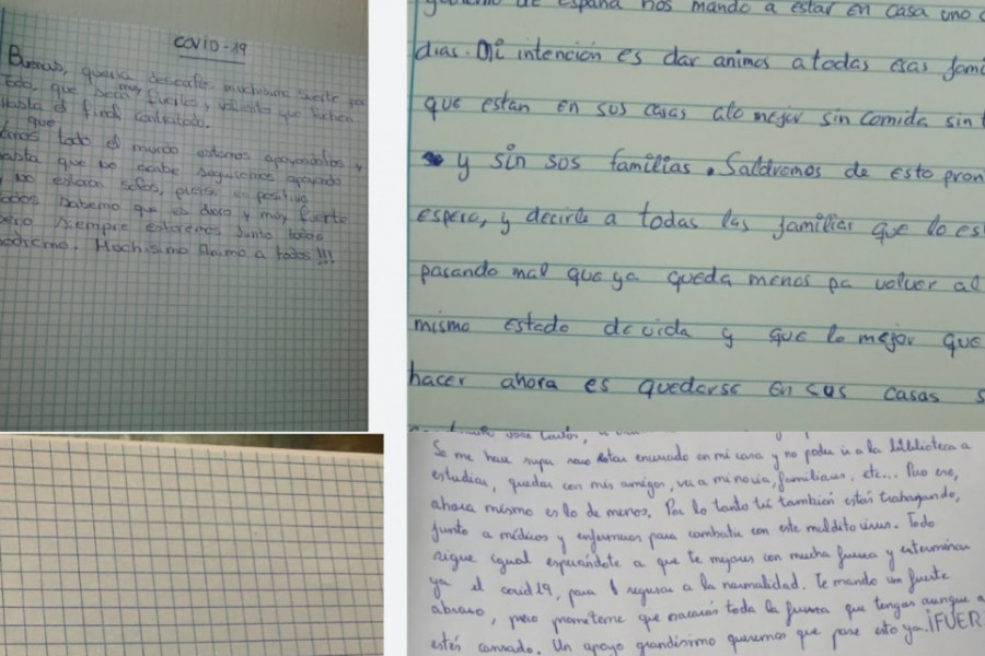 Menores atendidos en el centro ‘Inagua’ de Las Palmas de Gran Canaria mandan cartas de apoyo a los pacientes del Hospital Doctor Negrín. Fundación Diagrama 2020. 