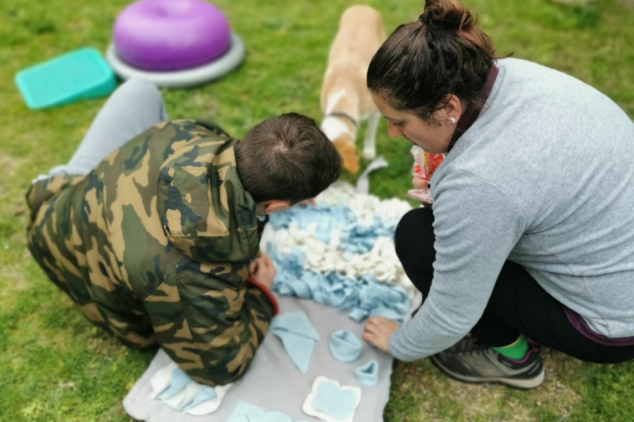 Los menores atendidos en el centro ‘Montefiz’ de Ourense realizan la última sesión del Programa de Terapia Asistida con Animales. Fundación Diagrama. Galicia 2020. 