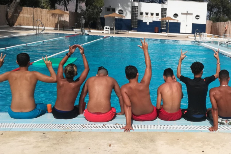 Los menores atendidos en el Hogar ‘Ankaso Molina’ participan en un campamento de verano en la provincia de Almería. Fundación Diagrama. Murcia 2019.