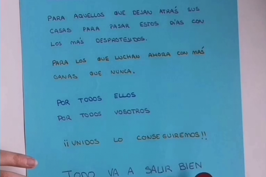 Los profesionales del Hogar de Convivencia en Grupo Educativo de Toledo trasladan un mensaje de ánimo a los jóvenes. Fundación Diagrama. Castilla-La Mancha 2020. 