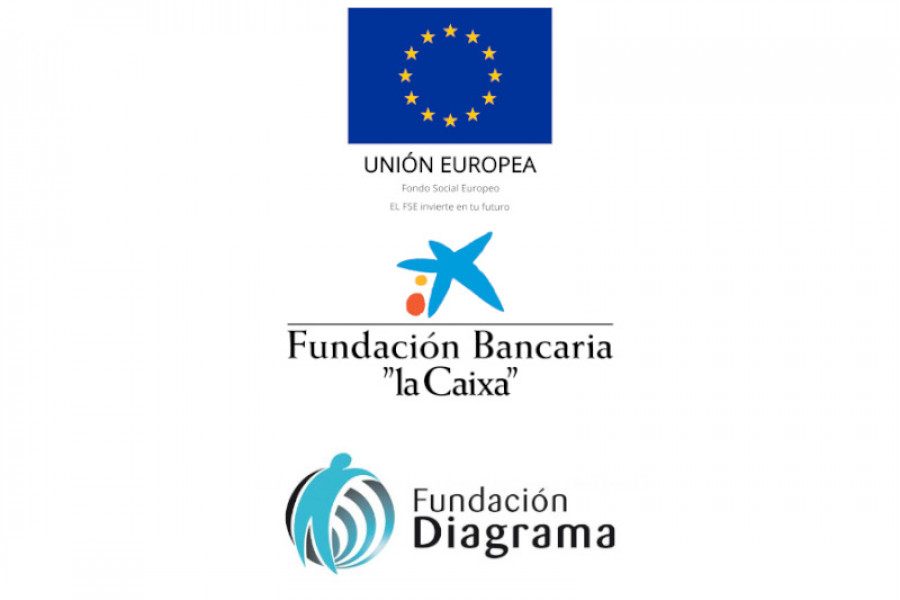 Logos del Fondo Social Europeo, Fundación La Caixa y Fundación Diagrama, entidades que posibilitan el Programa TALEM. 