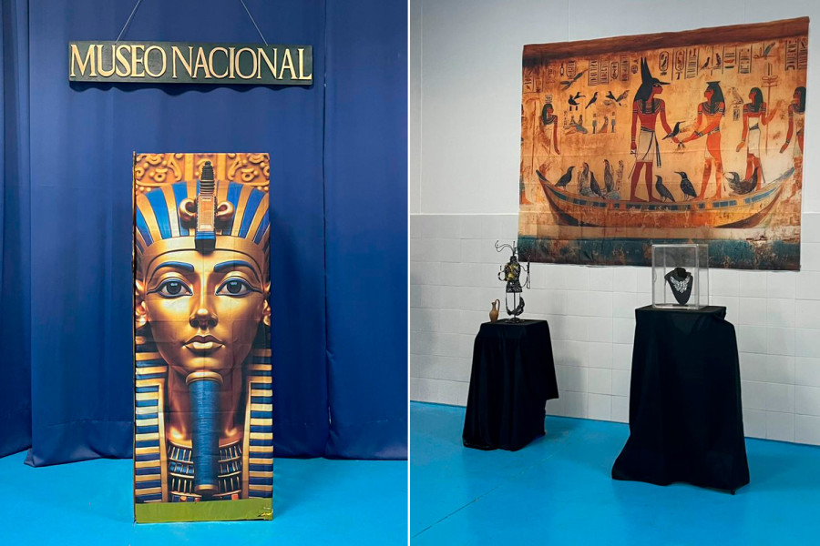 Escenografía creada por los jóvenes para la obra de teatro