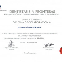 Diploma de colaboración por su contribución al Proyecto Dentistas Sin Fronteras 2015