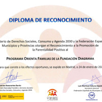 Diploma de reconocimiento al Programa Orienta Familias (2024)