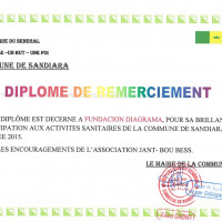 Diploma de Reconocimiento otorgado por la Comunidad Rural de Sandiara