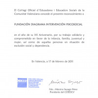 Reconocimiento del Colegio Oficial de Educadoras y Educadores Sociales de la Comunidad Valenciana